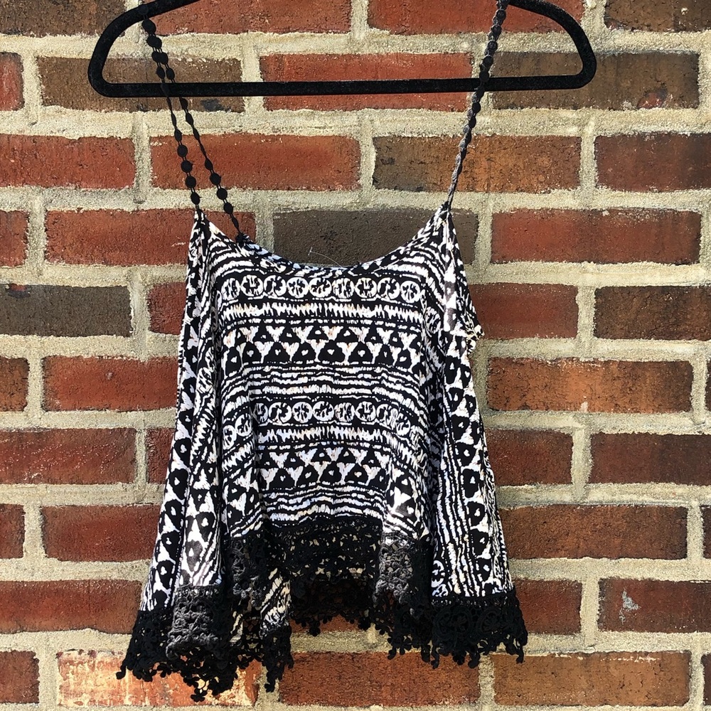 LF Black and White print tank top